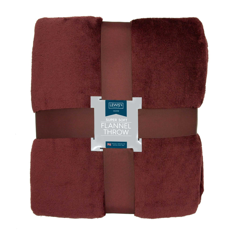 Lewis's Super Soft Flannel Throw - Burgundy