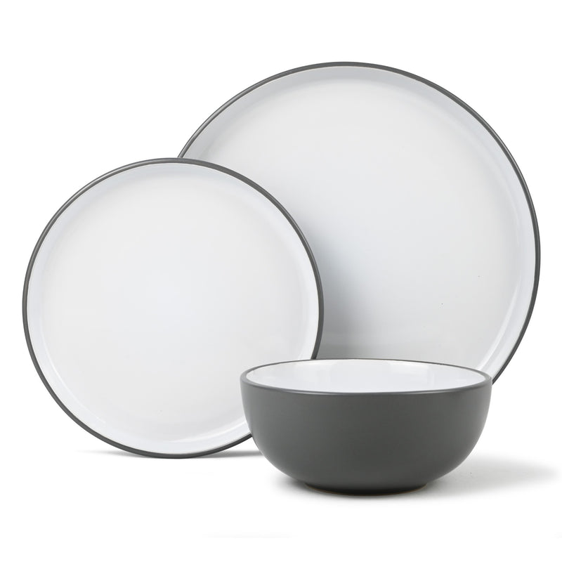 Lewis's 12 Piece Stoneware Dinner Set - 2 Tone