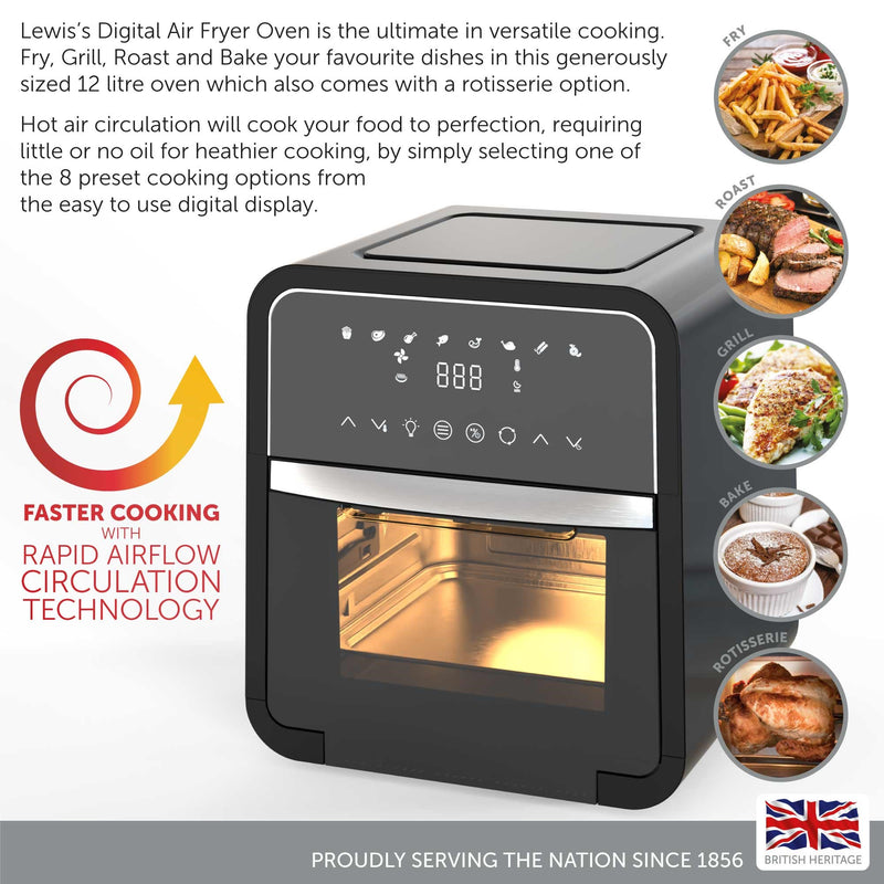 Lewis's Air Fryer Oven Digital 5-in-1 12L - Black