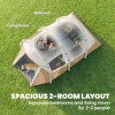 Outsunny Inflatable Camping Tent W/ Air Pump, 2-3 Person Blow Up Tent, Khaki