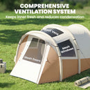 Outsunny Inflatable Camping Tent W/ Air Pump, 2-3 Person Blow Up Tent, Khaki