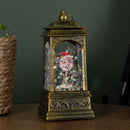 21cm Dual Powered Light up Santa Stop Here Christmas Water Spinner with LEDs