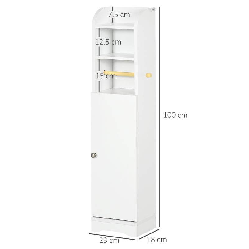 kleankin Freestanding Bathroom Storage Unit with Adjustable Shelf, White