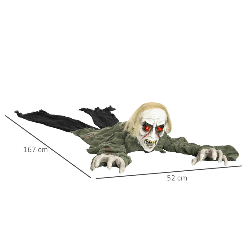 HOMCOM 167 cm Halloween Outdoor Decoration Crawling Zombie, Sound Activated