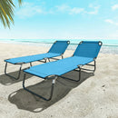 Outsunny 2 Piece Reclining Chaise Lounge with Adjustable Backrest, Sky Blue