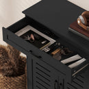 HOMCOM Modern Shoe Storage Cabinet with Louvered Doors and Drawer, Black