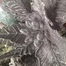 50cm Silver Velvet Poinsettia Stem with Glitter Christmas Decoration