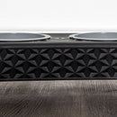 16cm x 9cm Black Plastic Raised Double Pet Bowl Feeding Station with Stand