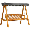 Outsunny 3 Seater Garden Swing Seat with Canopy, Outdoor Hammock Bench
