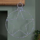49cm Battery Powered Light up Christmas Silver Star Ball with Twinkling Blue LEDs