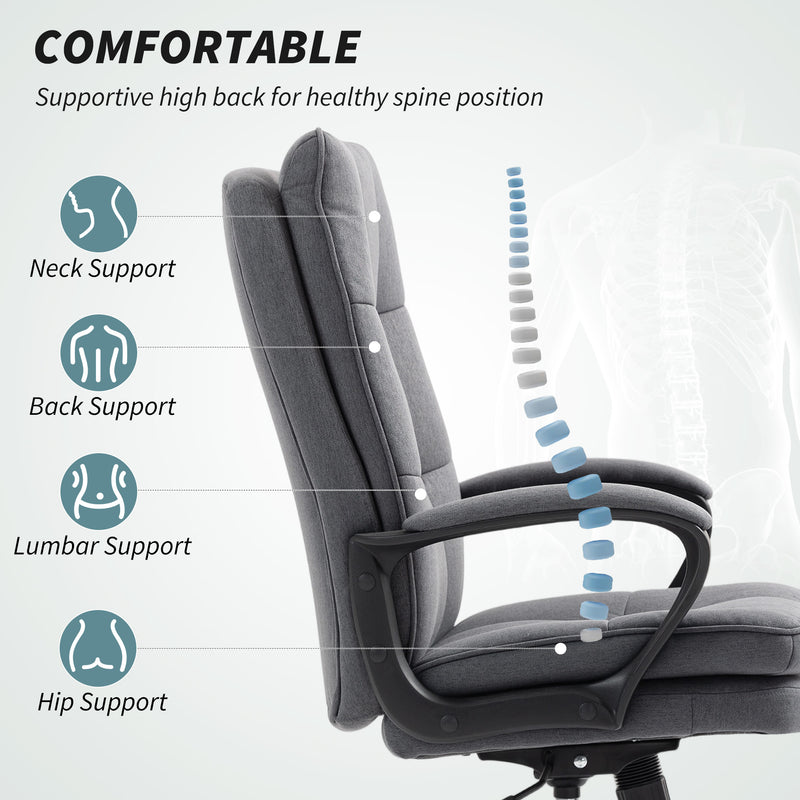 HOMCOM Fabric Office Chair, Computer Desk Chair for Home,