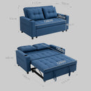 HOMCOM 2 Seater Pull Out Sofa Bed with Pockets for Living Room, Dark Blue