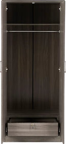 LISBON 2 DOOR WARDROBE - BLACK WOOD GRAIN