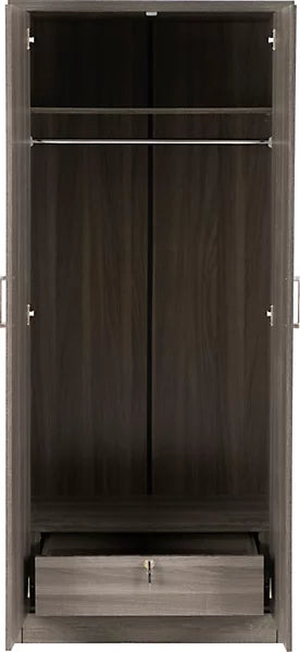 LISBON 2 DOOR WARDROBE - BLACK WOOD GRAIN
