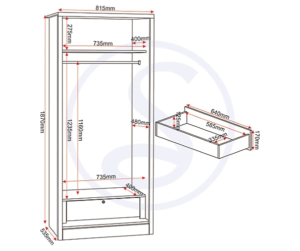 LISBON 2 DOOR WARDROBE - BLACK WOOD GRAIN
