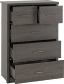 LISBON 3+2 DRAWER CHEST - BLACK WOOD GRAIN