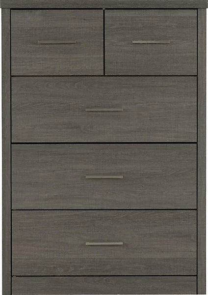 LISBON 3+2 DRAWER CHEST - BLACK WOOD GRAIN