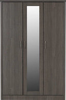 LISBON 3 DOOR MIRRORED WARDROBE - BLACK WOOD GRAIN
