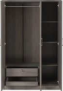 LISBON 3 DOOR MIRRORED WARDROBE - BLACK WOOD GRAIN