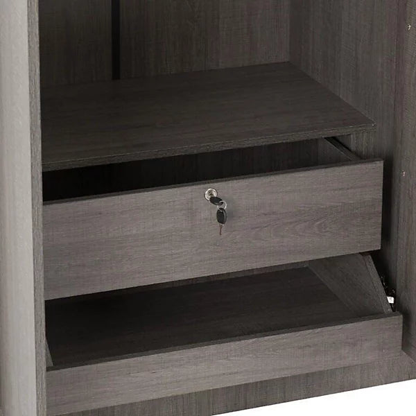 LISBON 3 DOOR MIRRORED WARDROBE - BLACK WOOD GRAIN