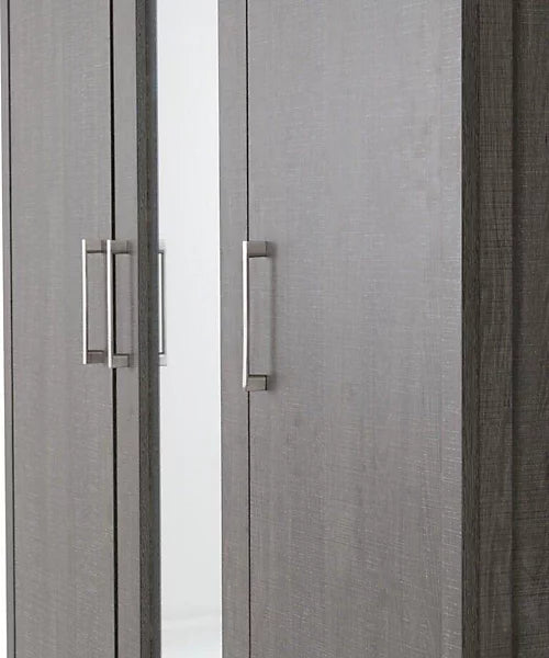 LISBON 3 DOOR MIRRORED WARDROBE - BLACK WOOD GRAIN