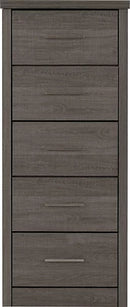 LISBON 5 DRAWER NARROW CHEST - BLACK WOOD GRAIN - BLACK WOOD GRAIN