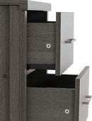 LISBON 5 DRAWER NARROW CHEST - BLACK WOOD GRAIN - BLACK WOOD GRAIN