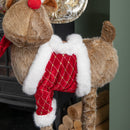 91cm Tall Plush Festive Golden Rudolph Christmas Decoration With Extendable Legs