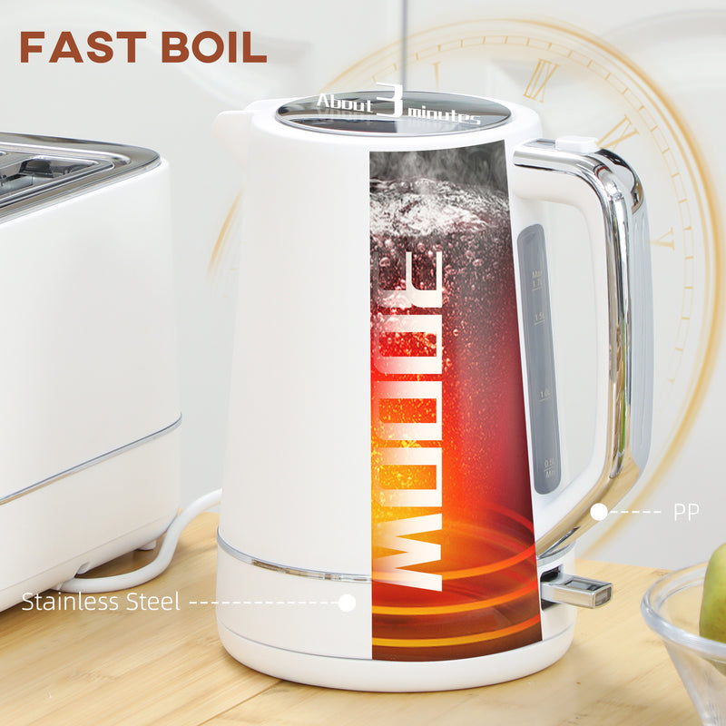 HOMCOM 1.7L 3000W Fast Boil Electric Kettle and 2 Slice Toaster Set