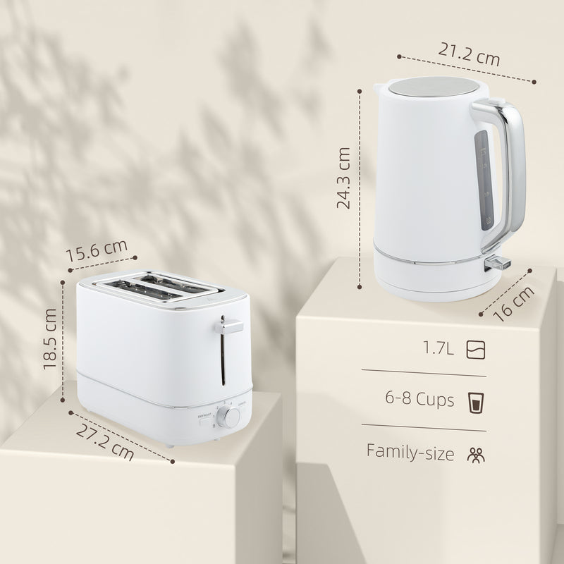 HOMCOM 1.7L 3000W Fast Boil Electric Kettle and 2 Slice Toaster Set