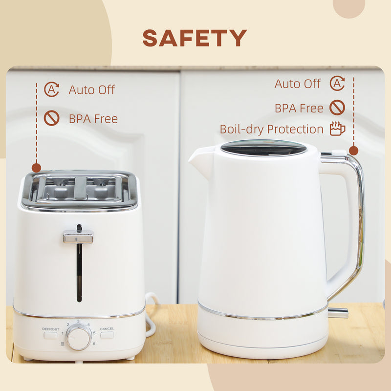 HOMCOM 1.7L 3000W Fast Boil Electric Kettle and 2 Slice Toaster Set