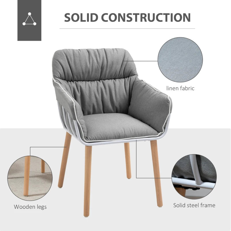 HOMCOM Contrast Piped Accent Chair - Grey
