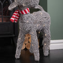66cm Battery Operated Rattan Woven Cupid Reindeer With Warm White LEDs