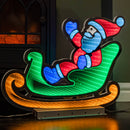 75cm Infinity Santa in Sleigh with Reindeer on Metal Base and Multi-Coloured LEDs