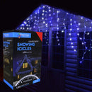 960 LED 23.8m Snowing Iciclebrights Indoor Outdoor Multifunction Christmas Icicle Lights on Clear Cable with Timer in Blue & White