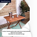 Windermere Outdoor 4 Person Folding Square Wooden Table