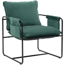 HOMCOM Upholstered Reading Chair with Side Pockets and Steel Frame