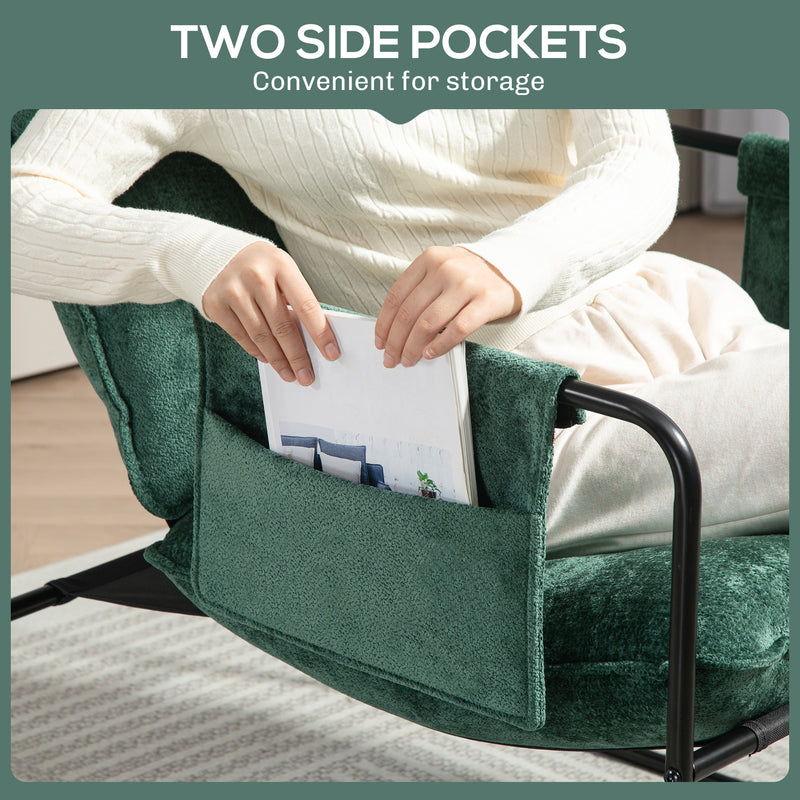 HOMCOM Upholstered Reading Chair with Side Pockets and Steel Frame