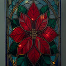 21cm Battery Operated Light up Double Sided Stained Glass Poinsettia Decoration with LEDs