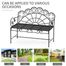 Outsunny Garden Bench, Metal Outdoor Patio Garden Loveseat, Black