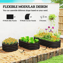 Outsunny Galvanised Raised Garden Bed Planter Box with Safety Edging, Black