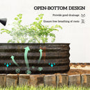 Outsunny Galvanised Raised Garden Bed Planter Box with Safety Edging, Black