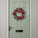 40cm Christmas Wreath with Snow Tipped Branches, Red Berries, Baubles and Bows