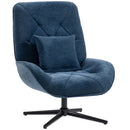 HOMCOM Swivel Accent Chair, Chenille Armchair With Lumbar Pillow, Dark Blue