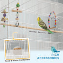 PawHut Bird Cage with Stand, Wheels, Toys, for Budgies, Finches, White