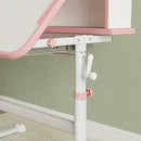 AIYAPLAY Kids Desk And Chair Set W/ Tiltable Desktop Reading Rack - Pink