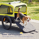 PawHut Dog Bike Trailer w/ Flip-Down Ramp Tailgate, Reflectors, Yellow