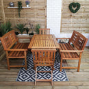 Outdoor 6 Person Folding Rectangular Wooden Garden Dining Table Chairs and 2 Benches Set