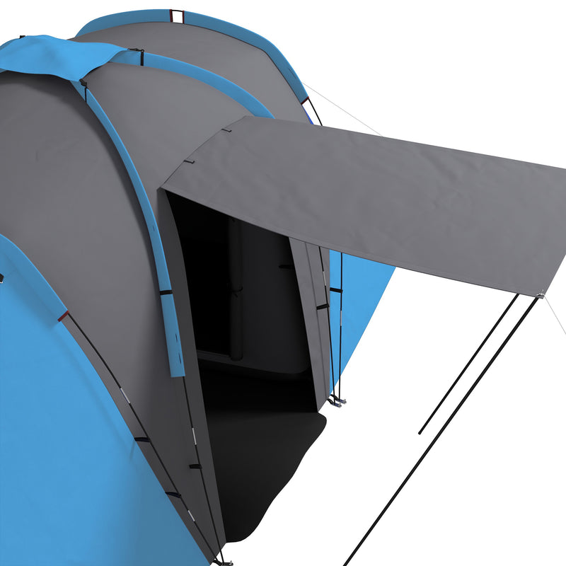Outsunny 4-6 Man Camping Tent With 2 Bedroom And Living Area, Grey And Orange