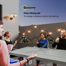Outsunny 7 Pieces Garden Furniture Set With Stackable Chairs, Light Grey